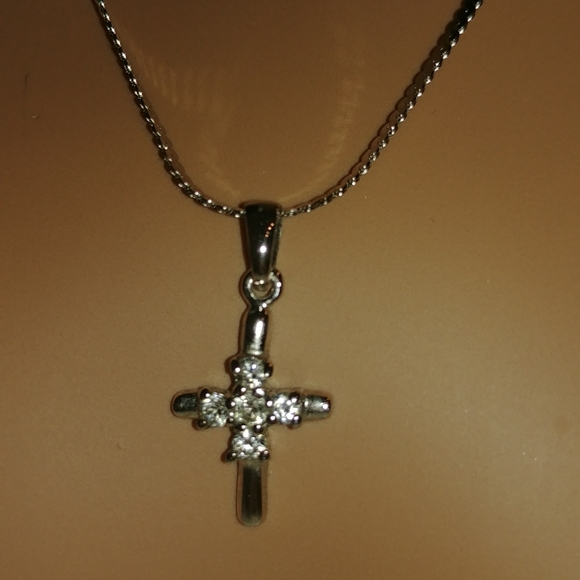 Jewelry | Stunning Sterling Silver Cz Petite Cross Necklace | Poshmark